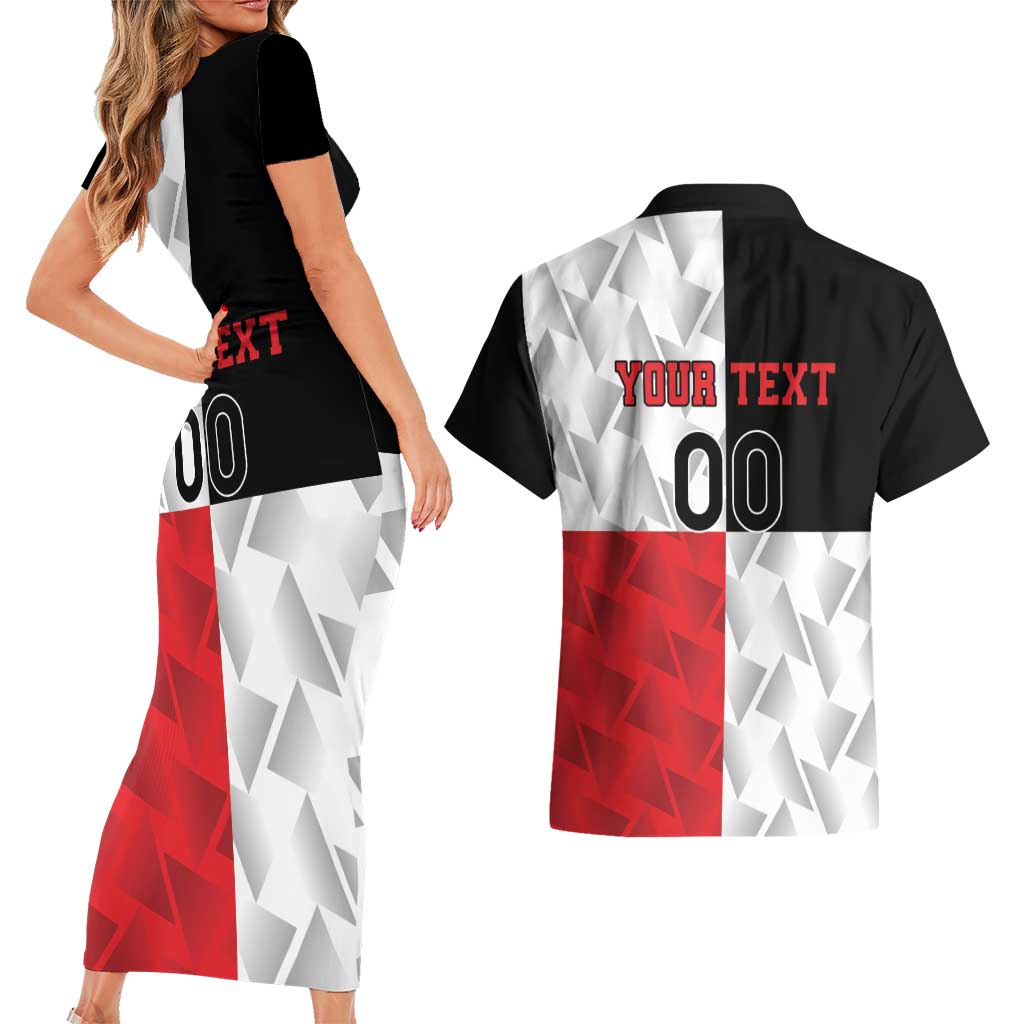 Custom Malta Rugby Couples Matching Short Sleeve Bodycon Dress and Hawaiian Shirt L-imtaten Go Champions - Wonder Print Shop