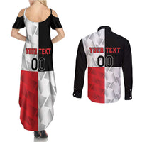 Custom Malta Rugby Couples Matching Summer Maxi Dress and Long Sleeve Button Shirt L-imtaten Go Champions - Wonder Print Shop