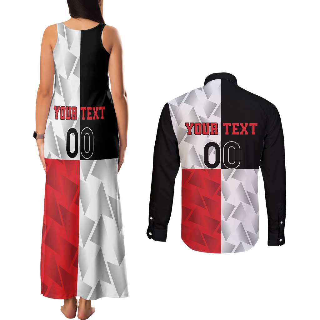 Custom Malta Rugby Couples Matching Tank Maxi Dress and Long Sleeve Button Shirt L-imtaten Go Champions - Wonder Print Shop