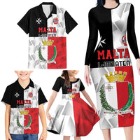 Custom Malta Rugby Family Matching Long Sleeve Bodycon Dress and Hawaiian Shirt L-imtaten Go Champions - Wonder Print Shop