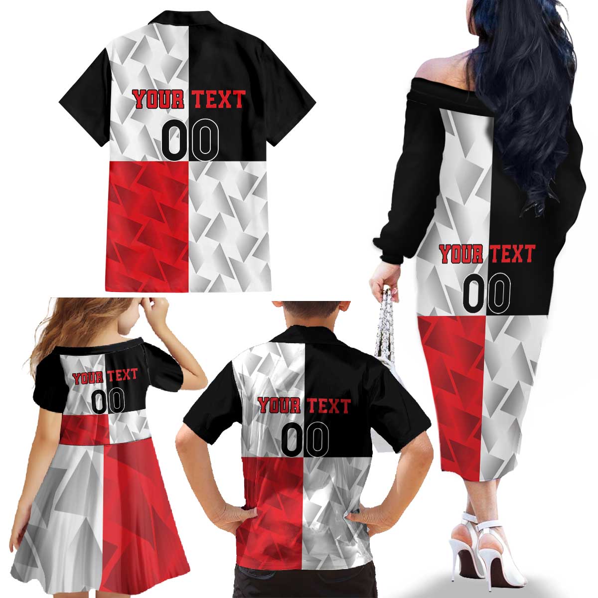 Custom Malta Rugby Family Matching Off The Shoulder Long Sleeve Dress and Hawaiian Shirt L-imtaten Go Champions - Wonder Print Shop