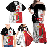 Custom Malta Rugby Family Matching Off Shoulder Maxi Dress and Hawaiian Shirt L-imtaten Go Champions - Wonder Print Shop