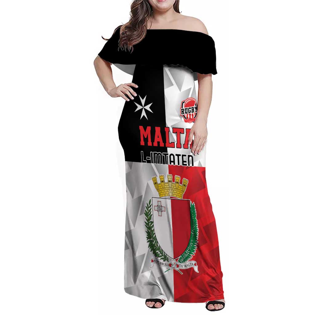 Custom Malta Rugby Family Matching Off Shoulder Maxi Dress and Hawaiian Shirt L-imtaten Go Champions - Wonder Print Shop