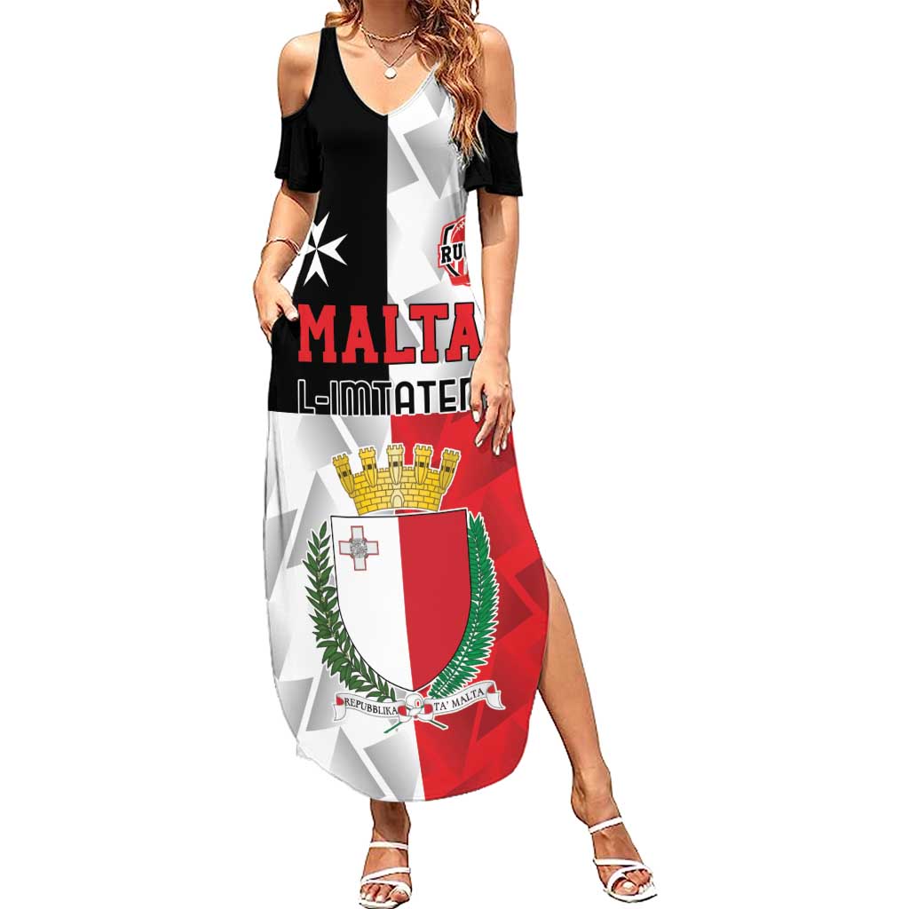 Custom Malta Rugby Family Matching Summer Maxi Dress and Hawaiian Shirt L-imtaten Go Champions - Wonder Print Shop