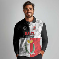Custom Malta Rugby Long Sleeve Polo Shirt L-imtaten Go Champions - Wonder Print Shop