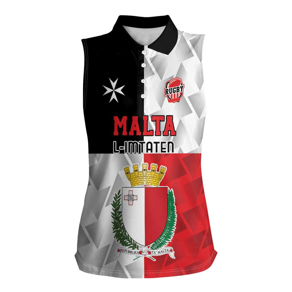 Custom Malta Rugby Women Sleeveless Polo Shirt L-imtaten Go Champions - Wonder Print Shop