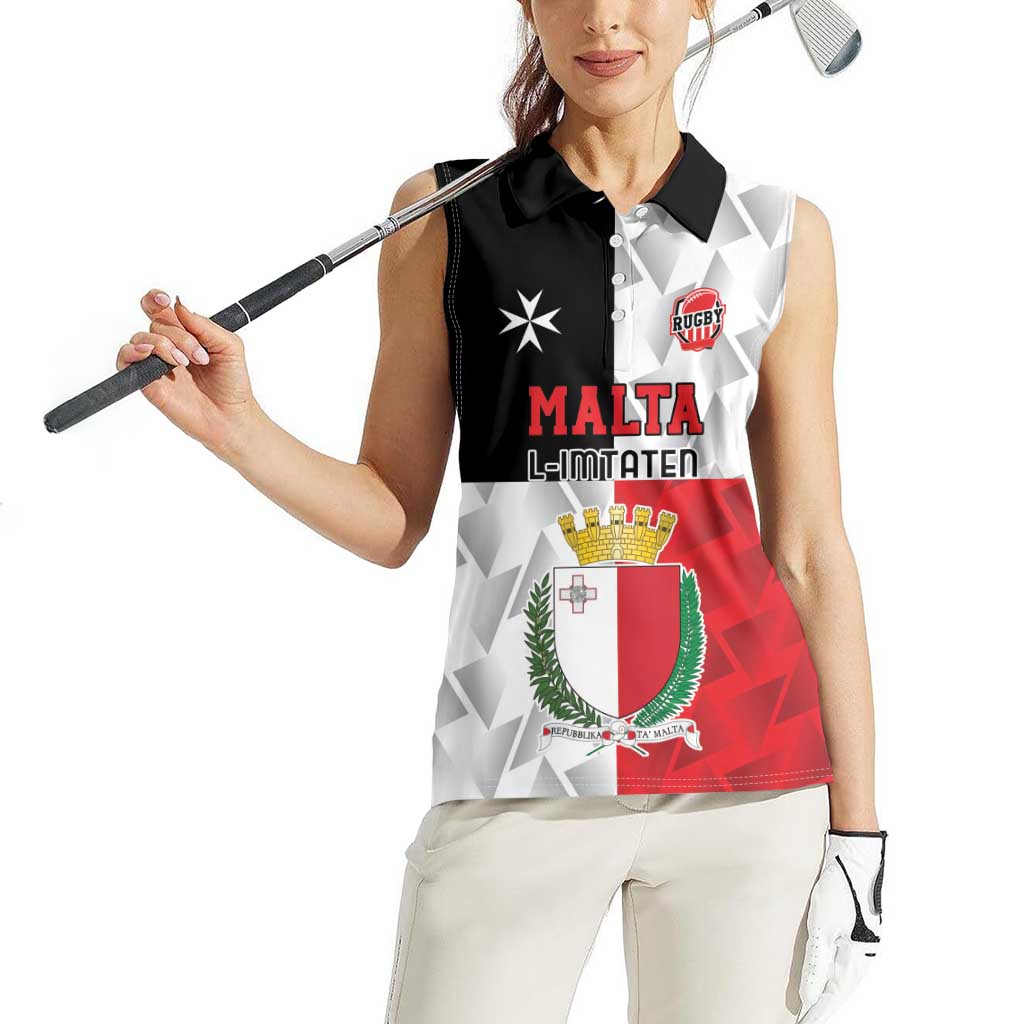 Custom Malta Rugby Women Sleeveless Polo Shirt L-imtaten Go Champions - Wonder Print Shop