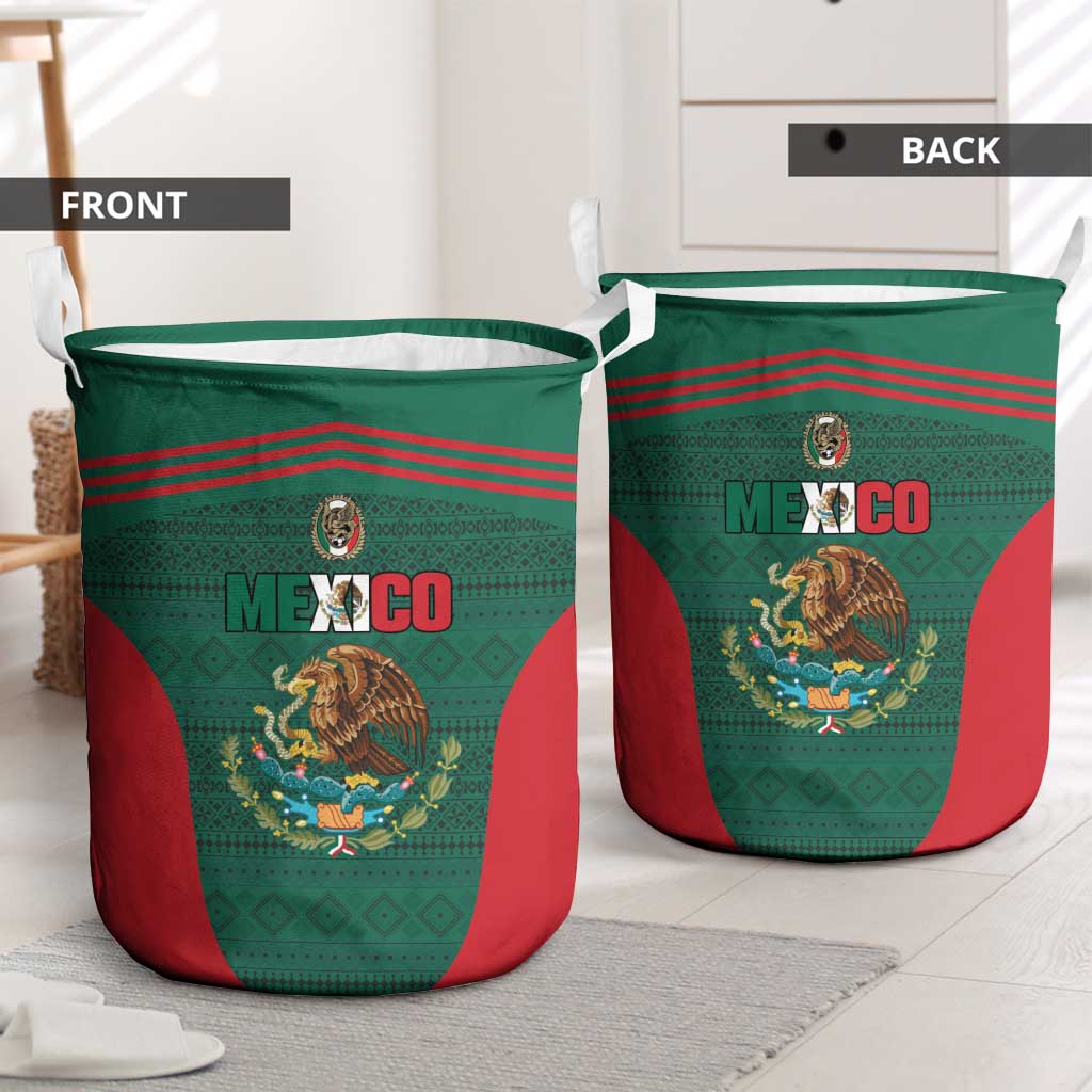 Mexico Football Laundry Basket Aztec Eagle Spirit - Wonder Print Shop