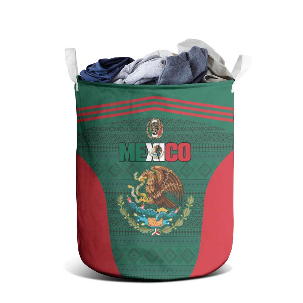 Mexico Football Laundry Basket Aztec Eagle Spirit - Wonder Print Shop