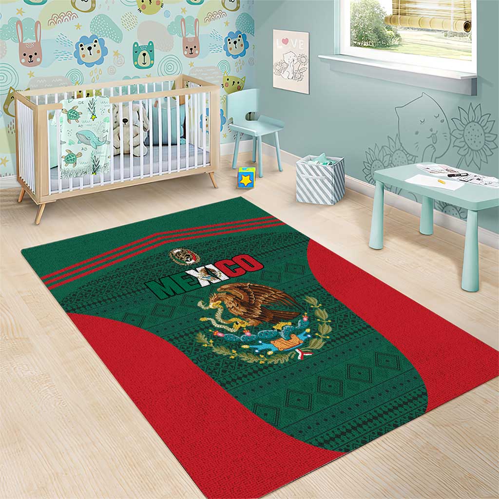 Mexico Football Area Rug Aztec Eagle Spirit - Wonder Print Shop