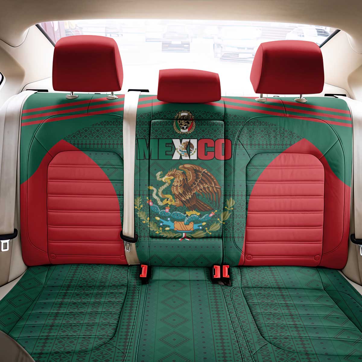 Mexico Football Back Car Seat Cover Aztec Eagle Spirit - Wonder Print Shop