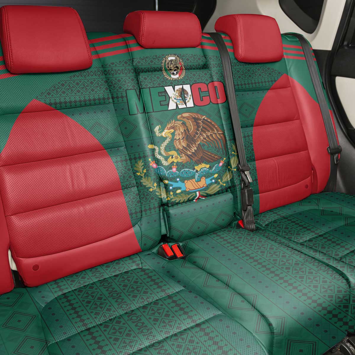 Mexico Football Back Car Seat Cover Aztec Eagle Spirit - Wonder Print Shop