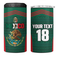 Custom Mexico Football 4 in 1 Can Cooler Tumbler Aztec Eagle Spirit - Wonder Print Shop