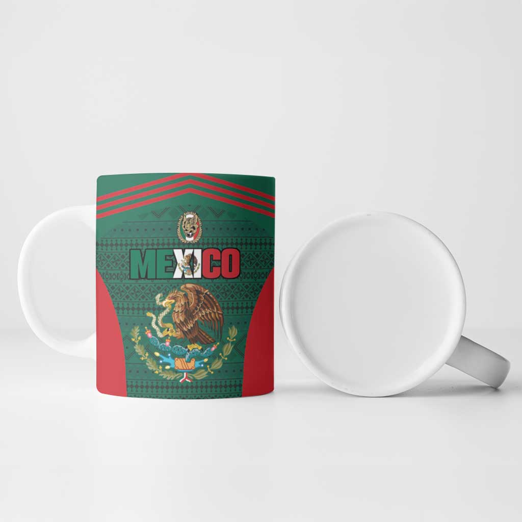 Custom Mexico Football Ceramic Mug Aztec Eagle Spirit - Wonder Print Shop