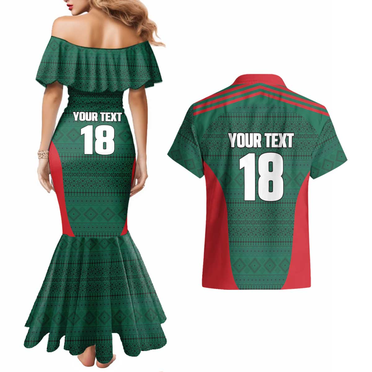 Custom Mexico Football Couples Matching Mermaid Dress and Hawaiian Shirt Aztec Eagle Spirit - Wonder Print Shop