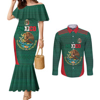 Custom Mexico Football Couples Matching Mermaid Dress and Long Sleeve Button Shirt Aztec Eagle Spirit - Wonder Print Shop