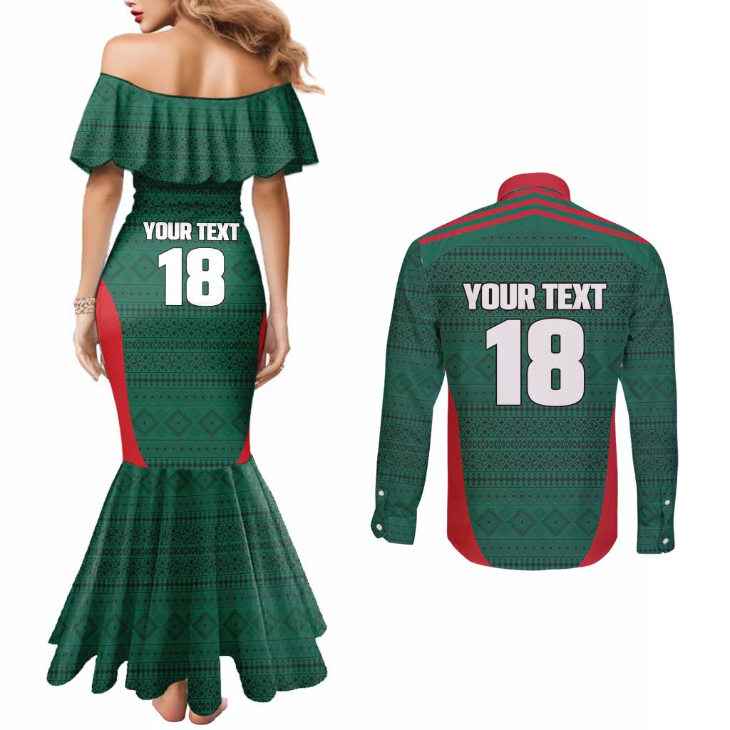 Custom Mexico Football Couples Matching Mermaid Dress and Long Sleeve Button Shirt Aztec Eagle Spirit - Wonder Print Shop
