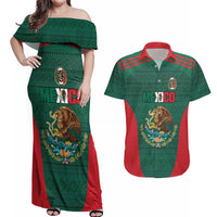Custom Mexico Football Couples Matching Off Shoulder Maxi Dress and Hawaiian Shirt Aztec Eagle Spirit - Wonder Print Shop