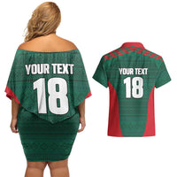 Custom Mexico Football Couples Matching Off Shoulder Short Dress and Hawaiian Shirt Aztec Eagle Spirit - Wonder Print Shop