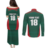 Custom Mexico Football Couples Matching Puletasi and Long Sleeve Button Shirt Aztec Eagle Spirit - Wonder Print Shop