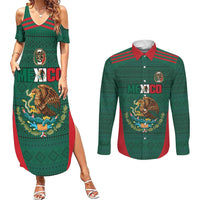 Custom Mexico Football Couples Matching Summer Maxi Dress and Long Sleeve Button Shirt Aztec Eagle Spirit - Wonder Print Shop