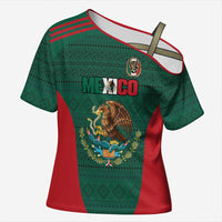 Custom Mexico Football Cross Shoulder Shirt Aztec Eagle Spirit - Wonder Print Shop