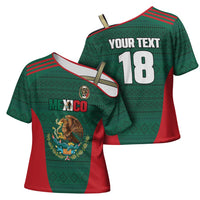 Custom Mexico Football Cross Shoulder Shirt Aztec Eagle Spirit - Wonder Print Shop