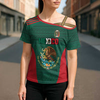 Custom Mexico Football Cross Shoulder Shirt Aztec Eagle Spirit - Wonder Print Shop