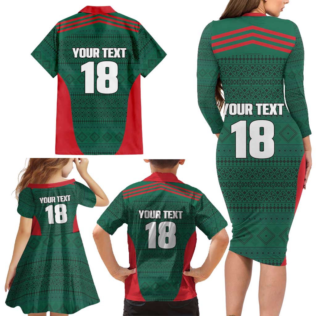 Custom Mexico Football Family Matching Long Sleeve Bodycon Dress and Hawaiian Shirt Aztec Eagle Spirit - Wonder Print Shop