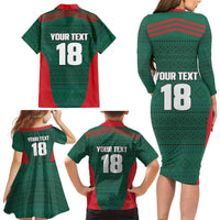 Custom Mexico Football Family Matching Long Sleeve Bodycon Dress and Hawaiian Shirt Aztec Eagle Spirit - Wonder Print Shop