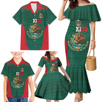 Custom Mexico Football Family Matching Mermaid Dress and Hawaiian Shirt Aztec Eagle Spirit - Wonder Print Shop