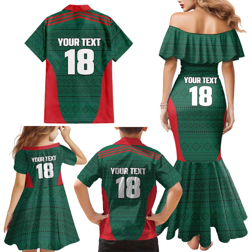 Custom Mexico Football Family Matching Mermaid Dress and Hawaiian Shirt Aztec Eagle Spirit - Wonder Print Shop