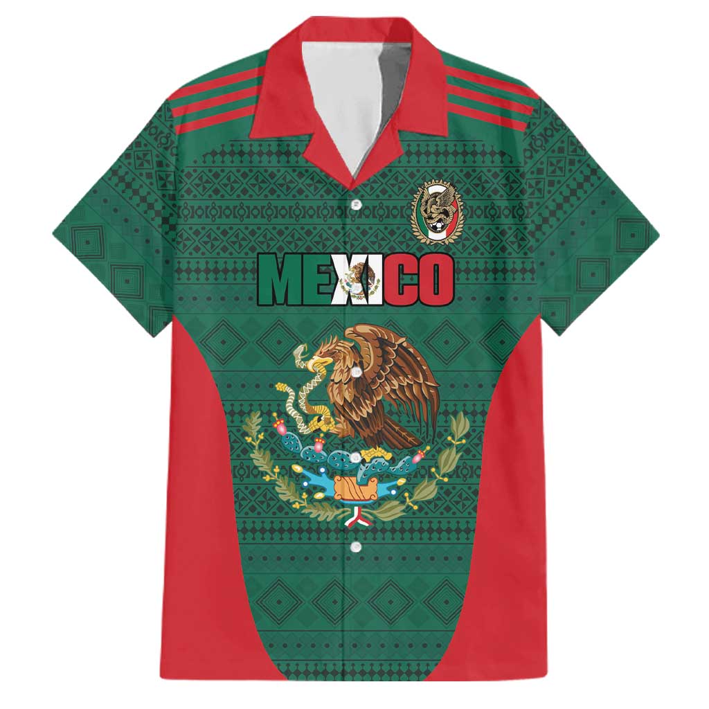 Custom Mexico Football Family Matching Mermaid Dress and Hawaiian Shirt Aztec Eagle Spirit - Wonder Print Shop