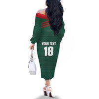 Custom Mexico Football Family Matching Off The Shoulder Long Sleeve Dress and Hawaiian Shirt Aztec Eagle Spirit - Wonder Print Shop