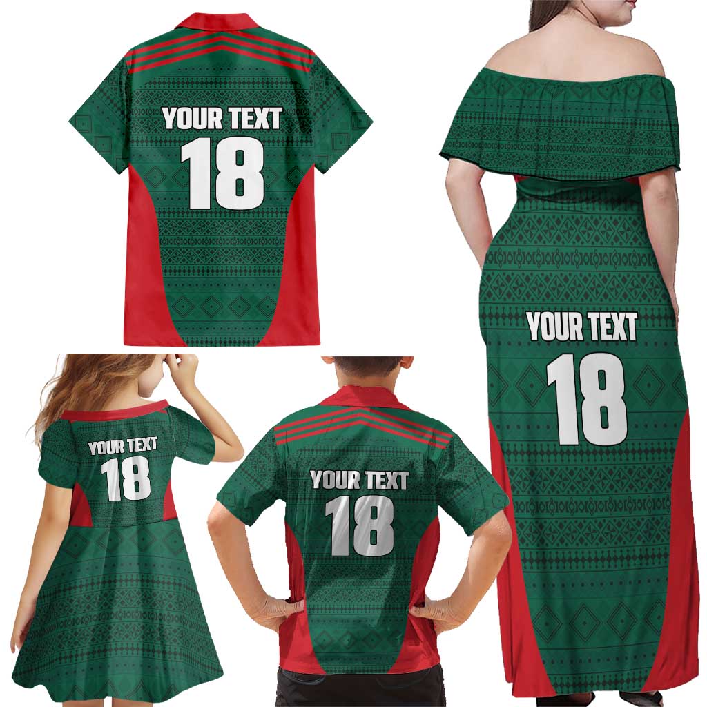 Custom Mexico Football Family Matching Off Shoulder Maxi Dress and Hawaiian Shirt Aztec Eagle Spirit - Wonder Print Shop