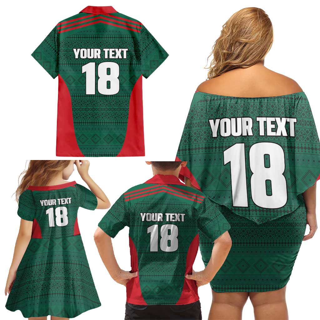 Custom Mexico Football Family Matching Off Shoulder Short Dress and Hawaiian Shirt Aztec Eagle Spirit - Wonder Print Shop