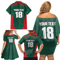 Custom Mexico Football Family Matching Off Shoulder Short Dress and Hawaiian Shirt Aztec Eagle Spirit - Wonder Print Shop