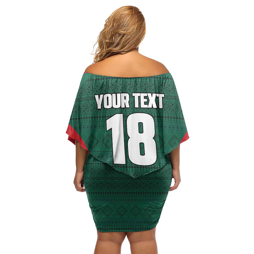 Custom Mexico Football Family Matching Off Shoulder Short Dress and Hawaiian Shirt Aztec Eagle Spirit - Wonder Print Shop