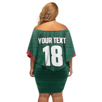 Custom Mexico Football Family Matching Off Shoulder Short Dress and Hawaiian Shirt Aztec Eagle Spirit - Wonder Print Shop