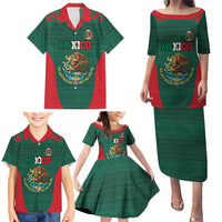 Custom Mexico Football Family Matching Puletasi and Hawaiian Shirt Aztec Eagle Spirit - Wonder Print Shop