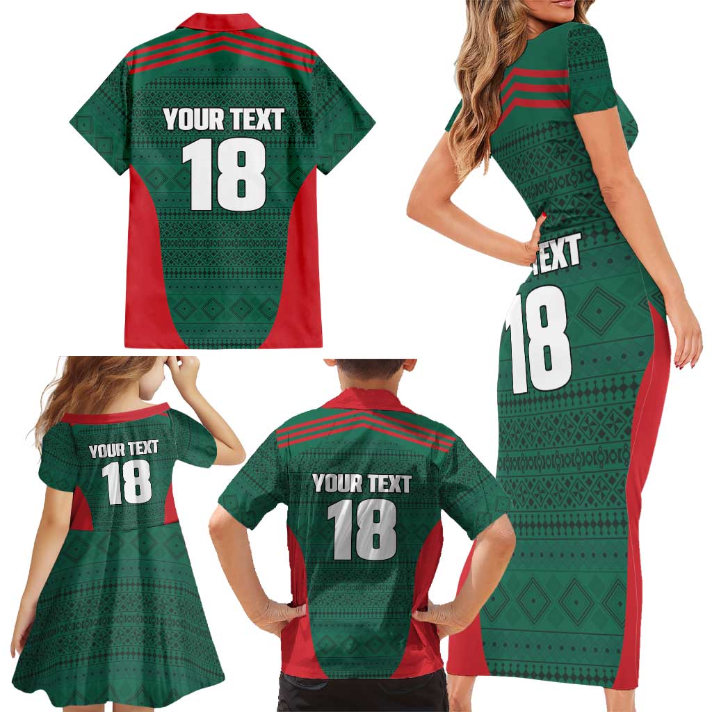 Custom Mexico Football Family Matching Short Sleeve Bodycon Dress and Hawaiian Shirt Aztec Eagle Spirit - Wonder Print Shop