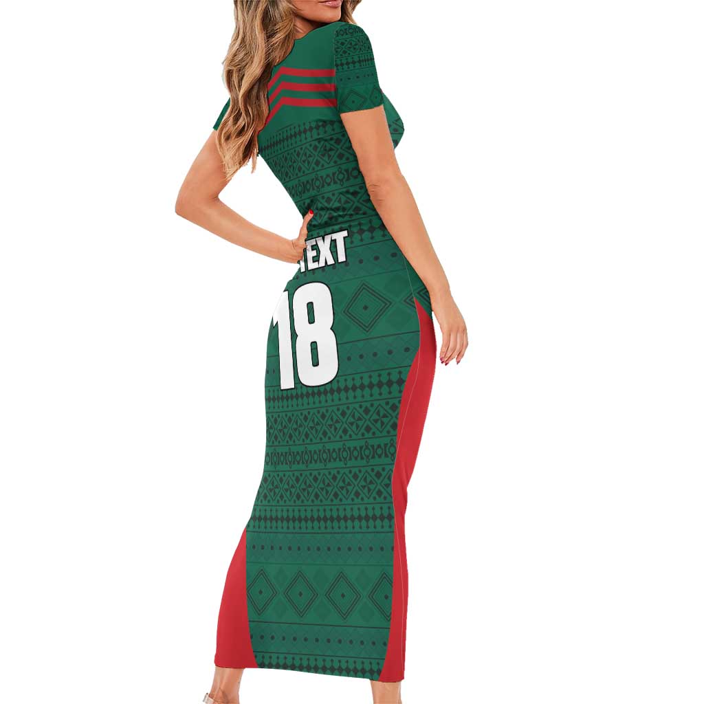 Custom Mexico Football Family Matching Short Sleeve Bodycon Dress and Hawaiian Shirt Aztec Eagle Spirit - Wonder Print Shop