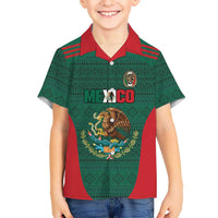 Custom Mexico Football Family Matching Short Sleeve Bodycon Dress and Hawaiian Shirt Aztec Eagle Spirit - Wonder Print Shop