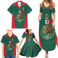 Custom Mexico Football Family Matching Summer Maxi Dress and Hawaiian Shirt Aztec Eagle Spirit - Wonder Print Shop
