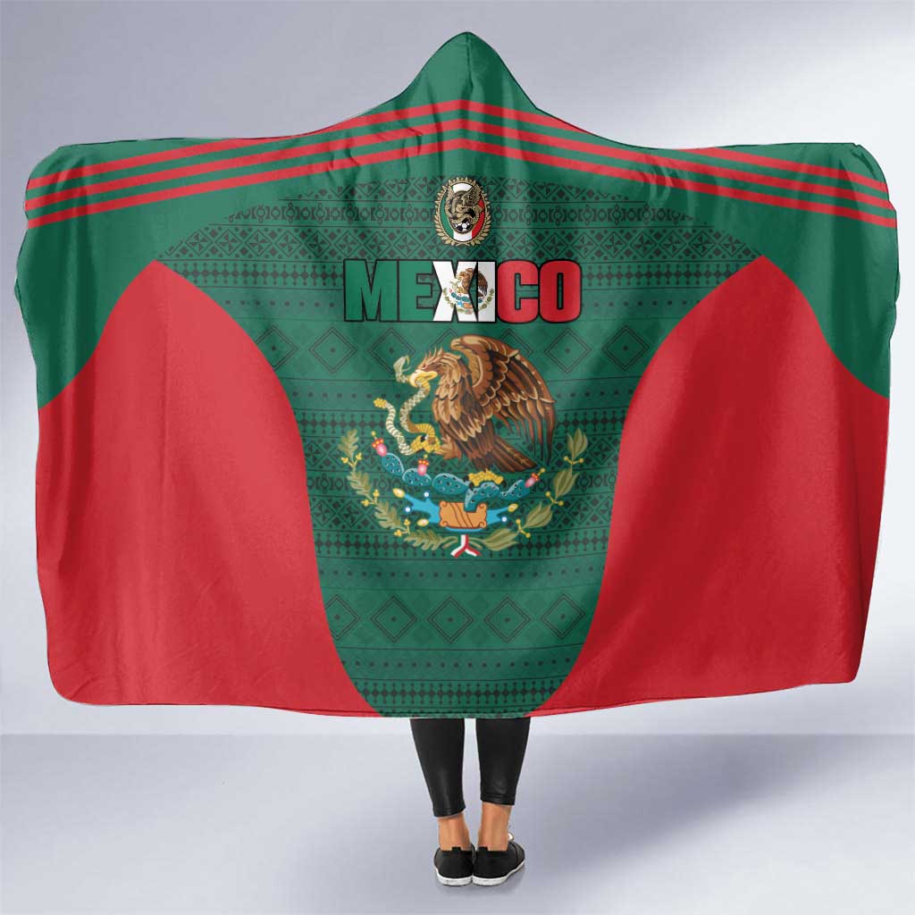 Mexico Football Hooded Blanket Aztec Eagle Spirit - Wonder Print Shop