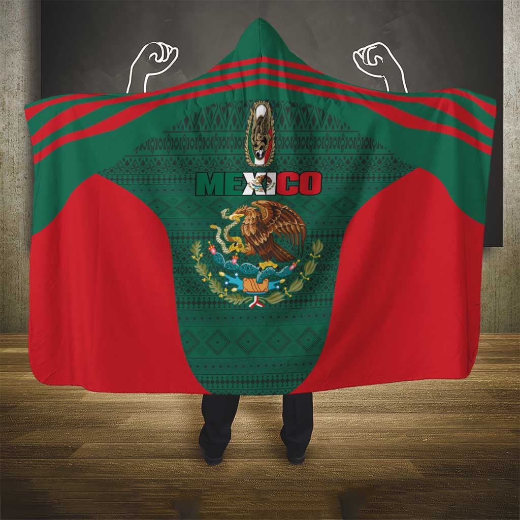 Mexico Football Hooded Blanket Aztec Eagle Spirit - Wonder Print Shop