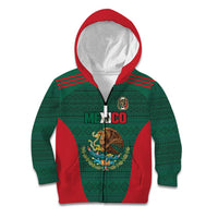 Custom Mexico Football Kid Hoodie Aztec Eagle Spirit - Wonder Print Shop