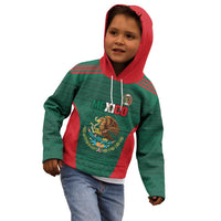 Custom Mexico Football Kid Hoodie Aztec Eagle Spirit - Wonder Print Shop