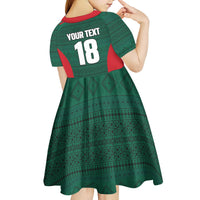Custom Mexico Football Kid Short Sleeve Dress Aztec Eagle Spirit - Wonder Print Shop