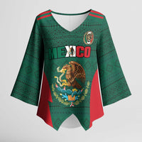 Custom Mexico Football Kimono Sleeve Blouse Aztec Eagle Spirit - Wonder Print Shop